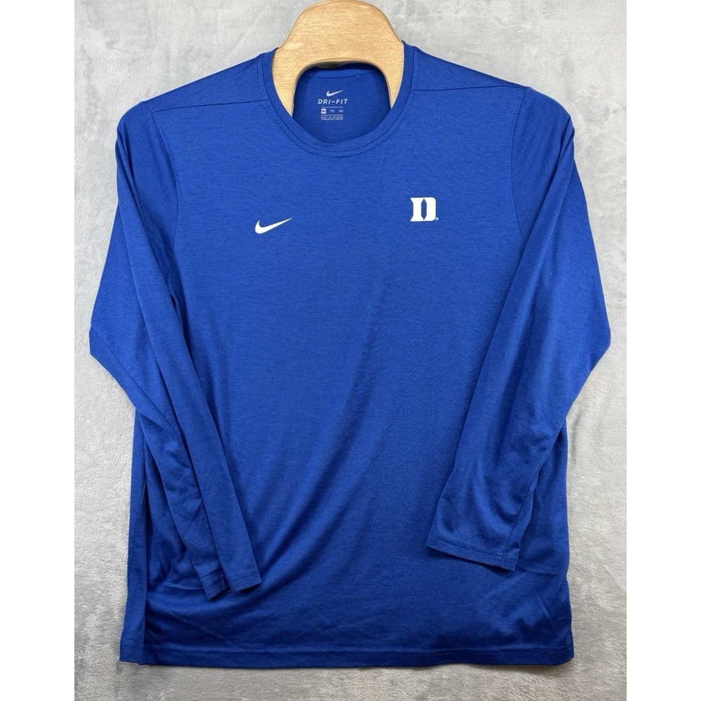 Nike Duke‎ Blue Devils Team Issued Dri-Fit Long Sleeve Shirt Blue Men's 2XL